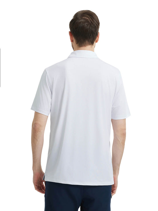 Designed Collared Solid Performance Polo-WHITE