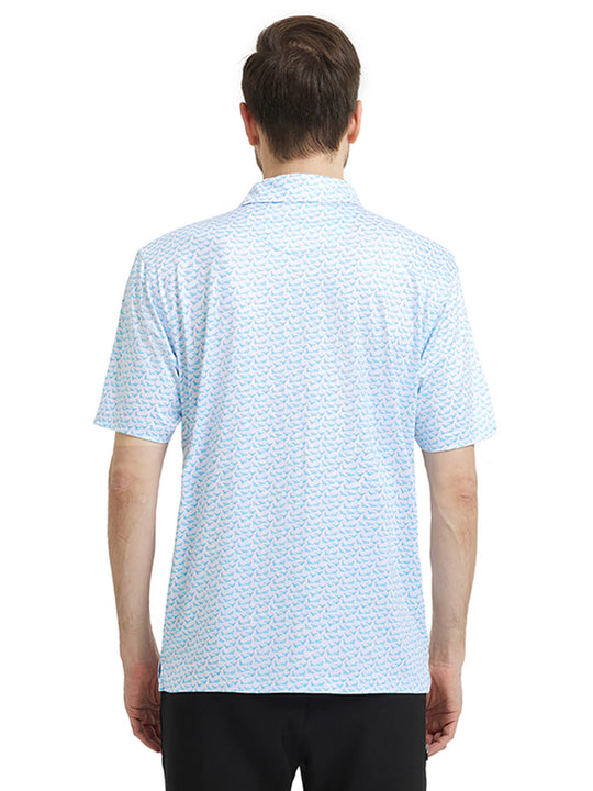 Men's Print Performance Polo-WHALE