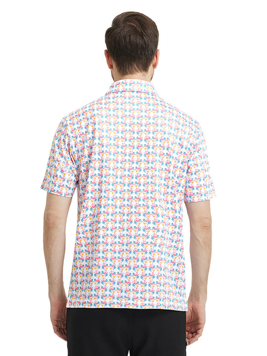 Men's Print Performance Polo-FLAMINGO