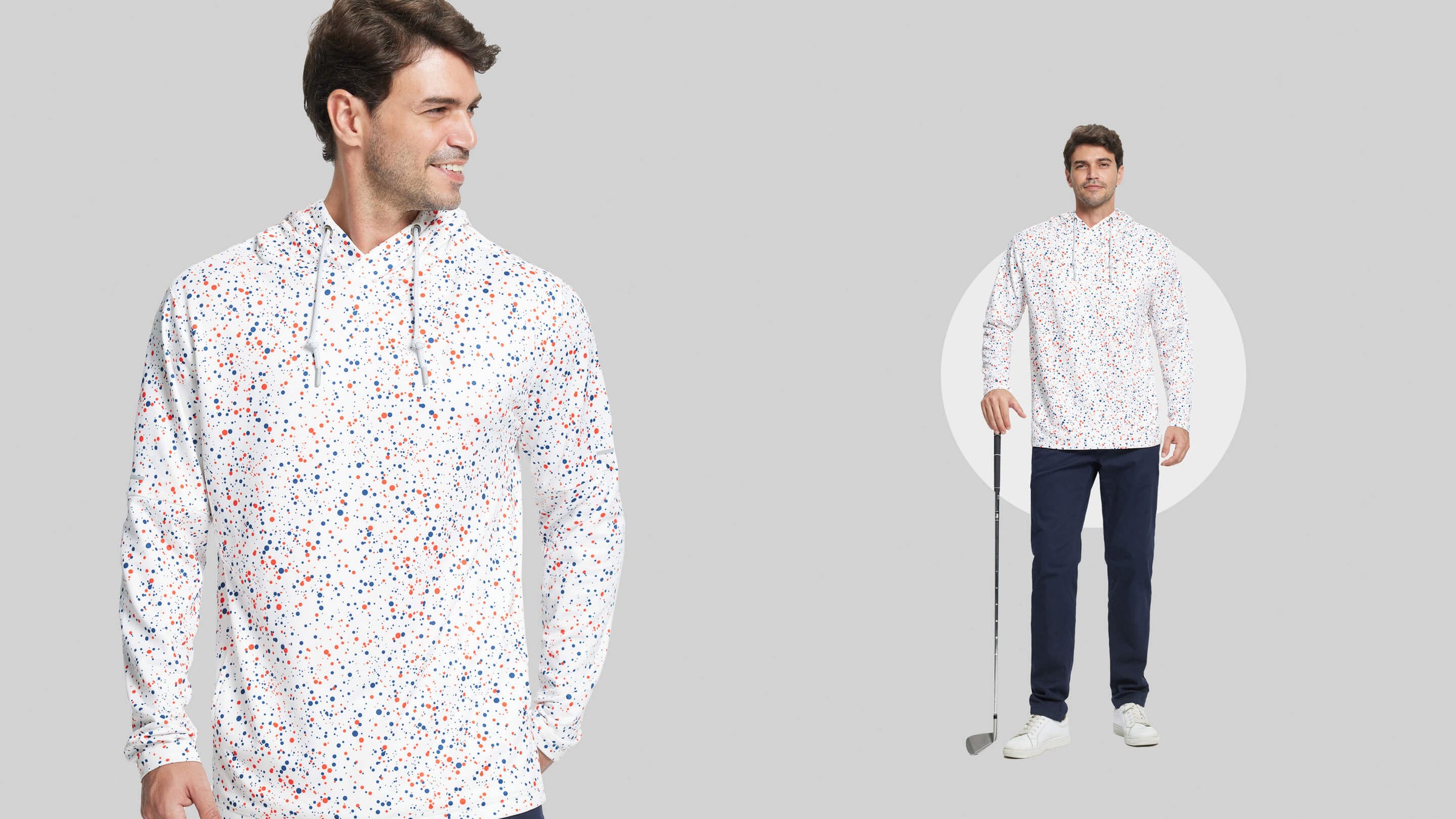 DTWOOO | Print Performance Fleece Golf Hoodie For Men | Men's Golf Hoodies