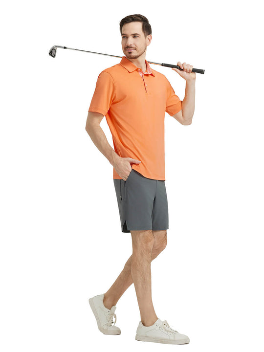 Designed Collared Solid Performance Polo-SHIMMER ORANGE