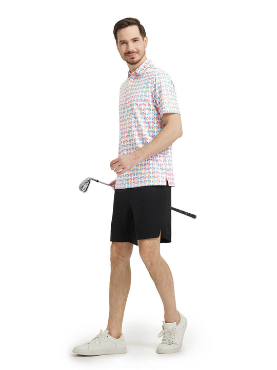 Men's Print Performance Polo-FLAMINGO