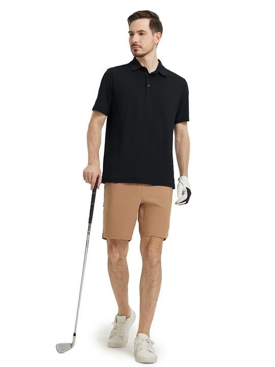 Solid Performance Jersey Polo-BLACK
