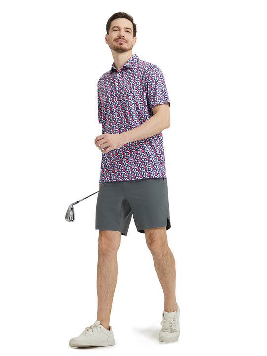Men's Print Performance Polo-FLOWERS