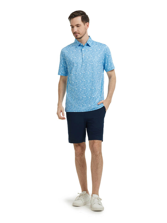 Men's Print Performance Polo-SKY PRTAL STEP