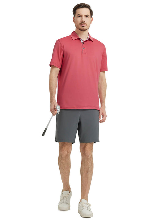 Designed Collared Solid Performance Polo-CRANBERRY
