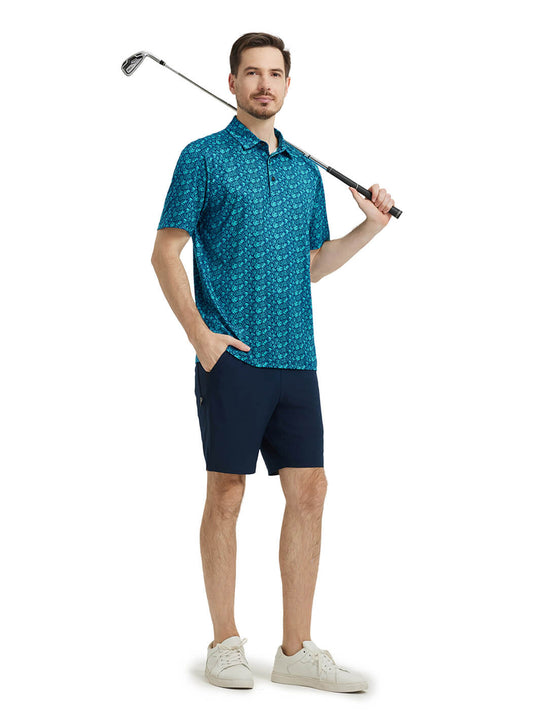 Men's Print Performance Polo-MONSTERA