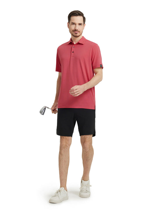 Solid Performance Jersey Polo-CRANBERRY