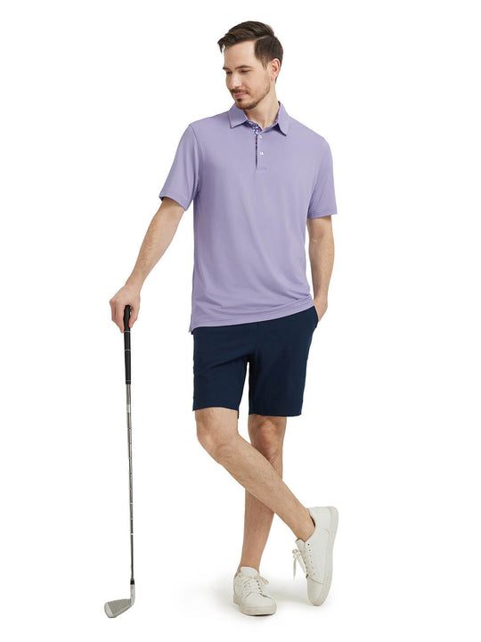 Designed Collared Solid Performance Polo-LAVENDER