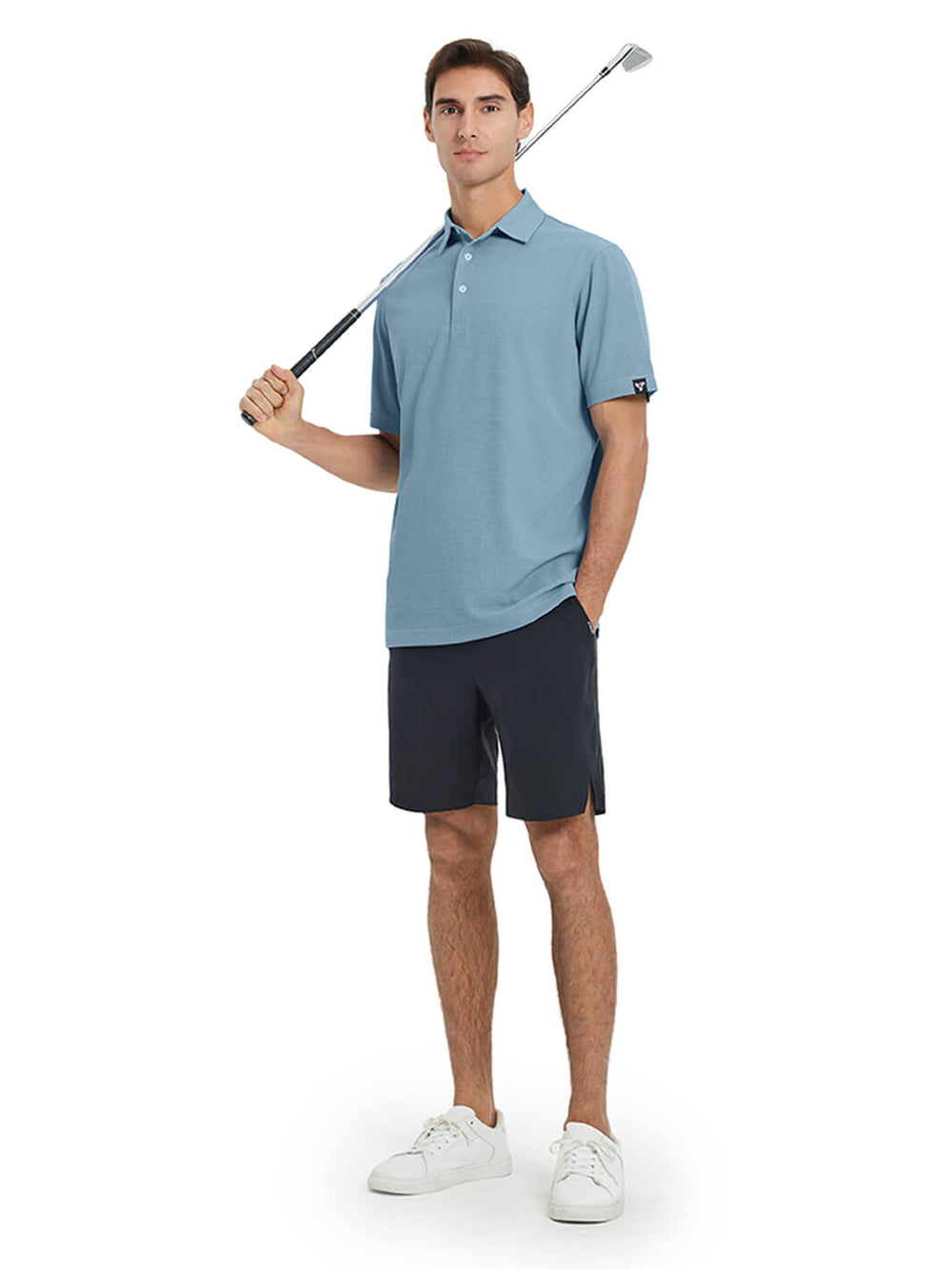 Waffle Jacquard Performance Polo-MISTY BLUE