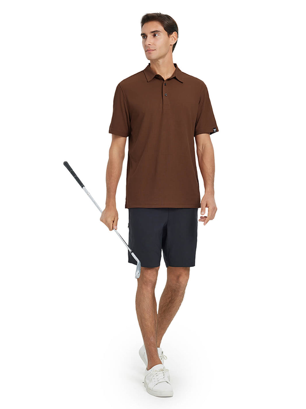 Waffle Jacquard Performance Polo-BROWN