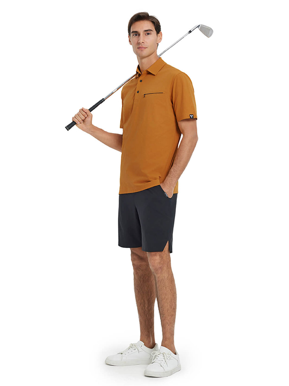 Hidden Zip Pocket Performance Polo-AMBER