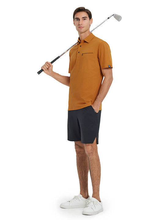 Hidden Zip Pocket Performance Polo-AMBER