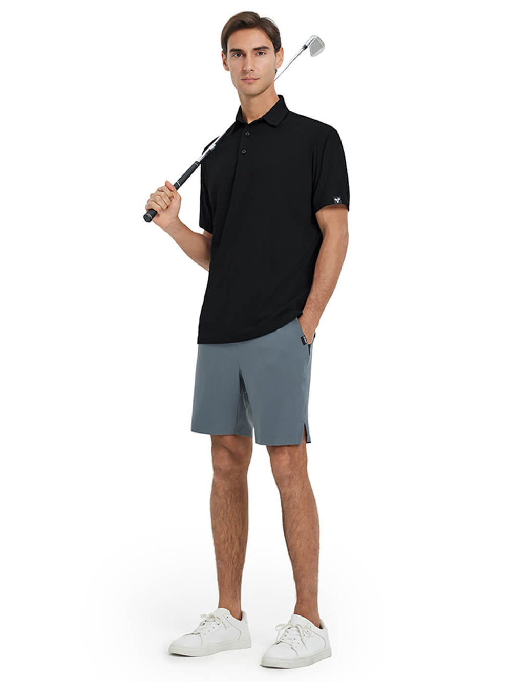 Waffle Jacquard Performance Polo-BLACK