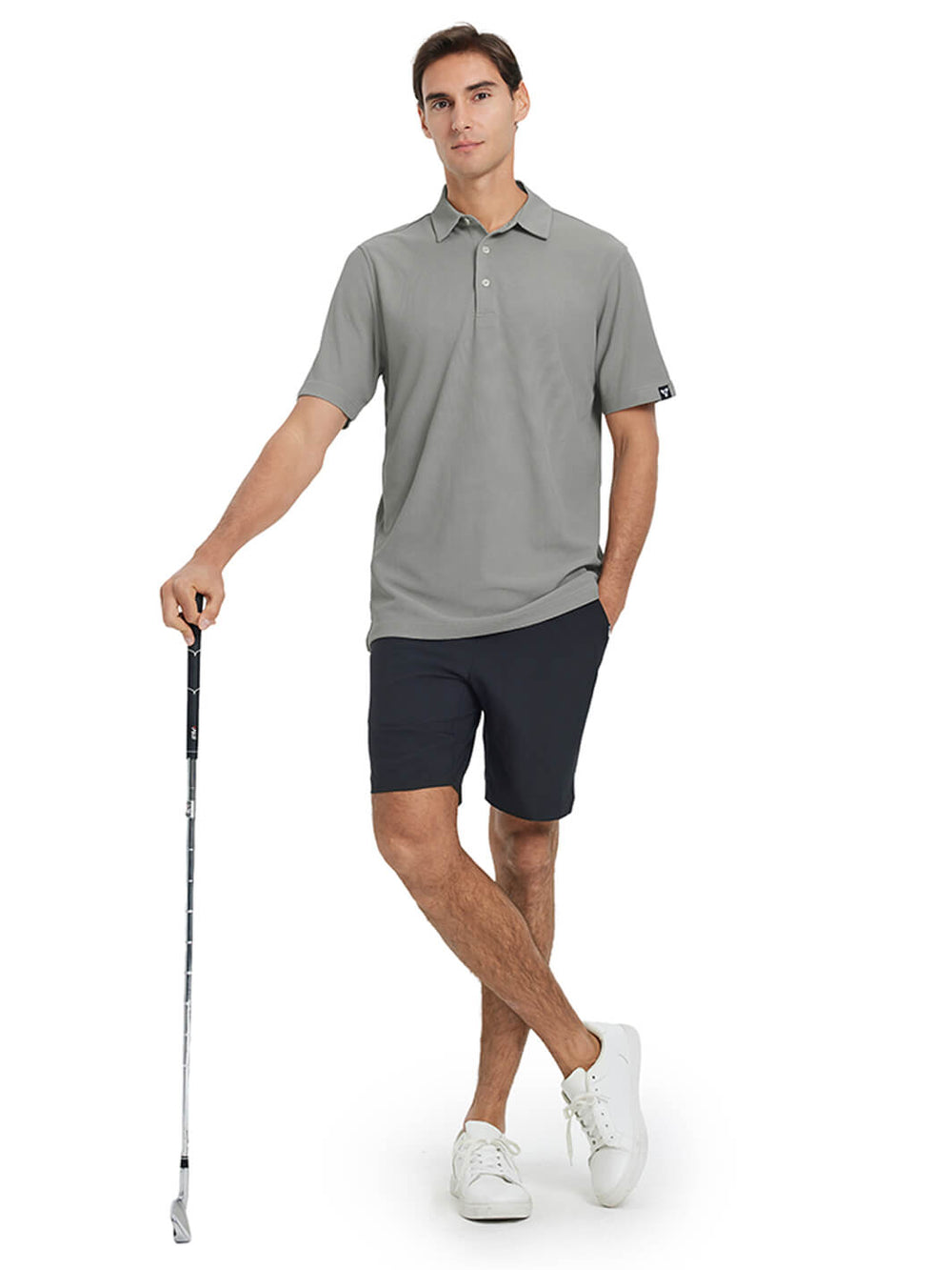 Waffle Jacquard Performance Polo-LIGHT GREY
