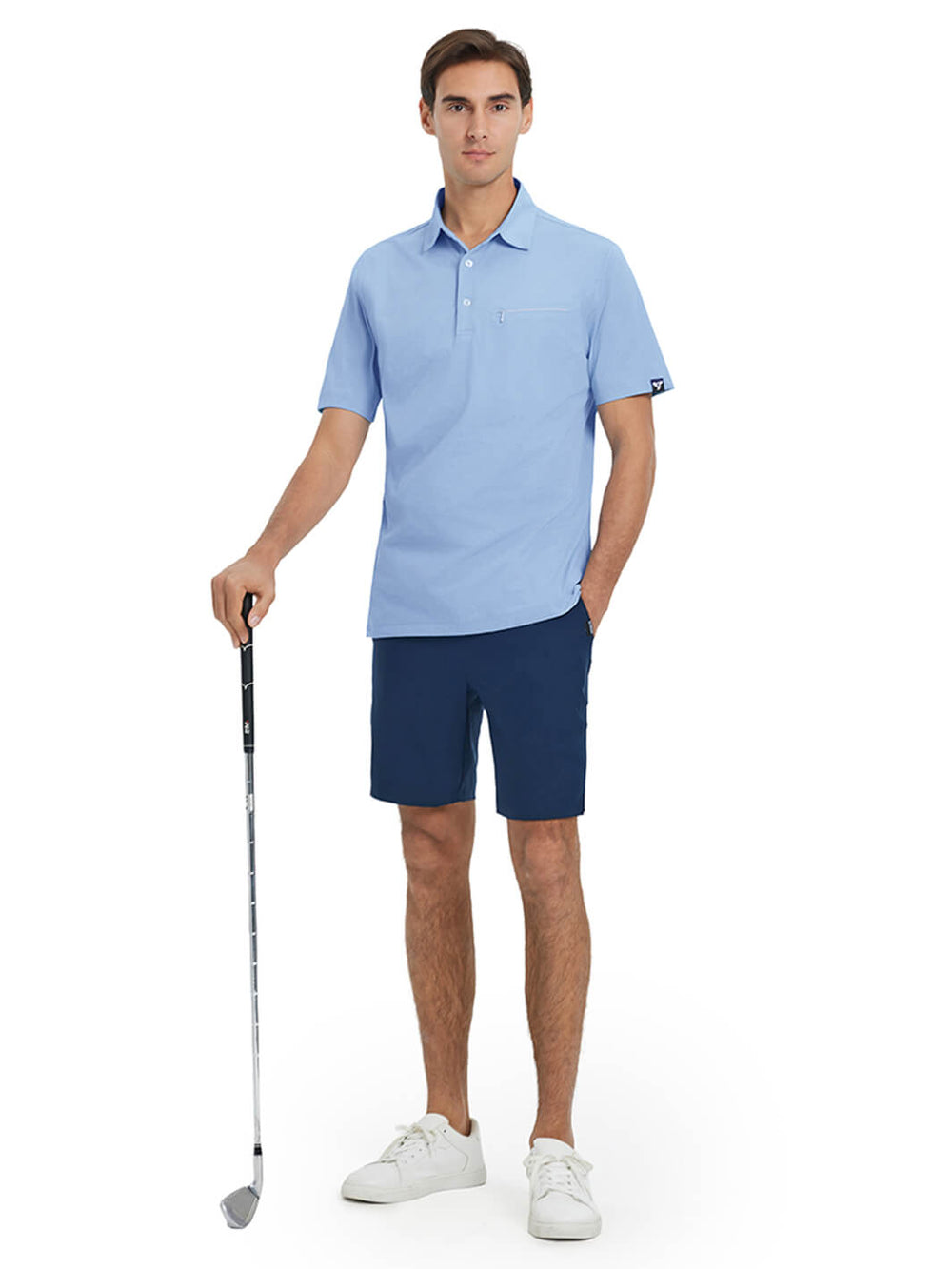 Hidden Zip Pocket Performance Polo-SKYWAY BLUE