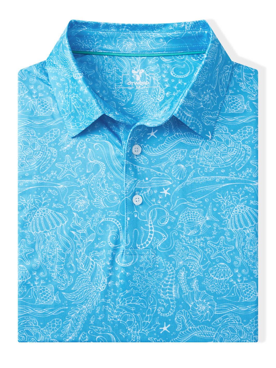 Print Performance Golf Shirt For Men-Blue Sea