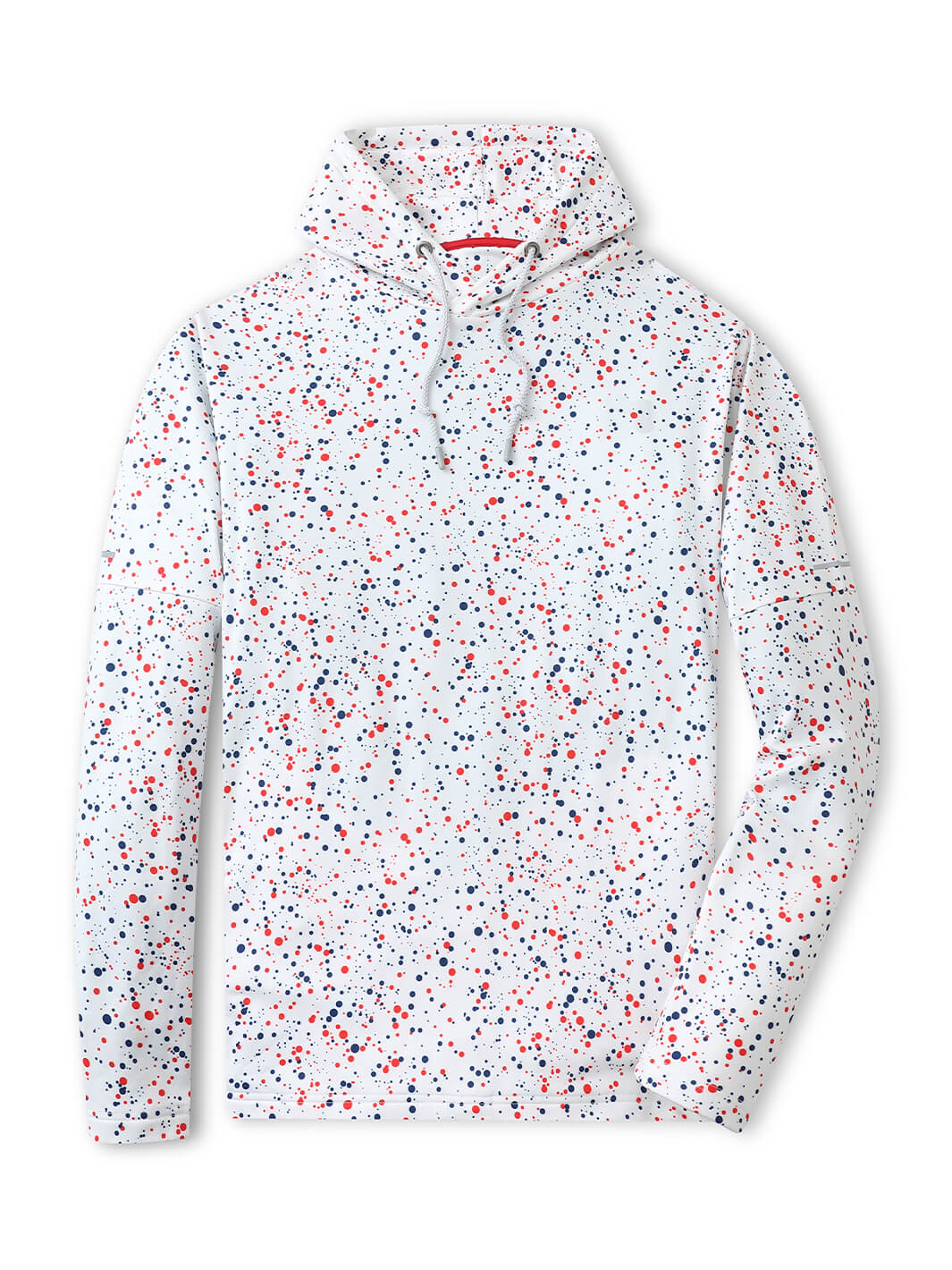 Print Performance Fleece Golf Hoodie For Men-Red/Blue Polka Dots