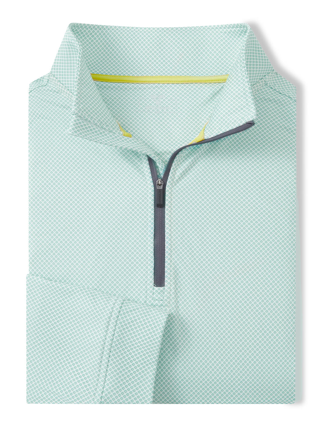 Print Performance Golf Quarter Zip For Men-Green Plant