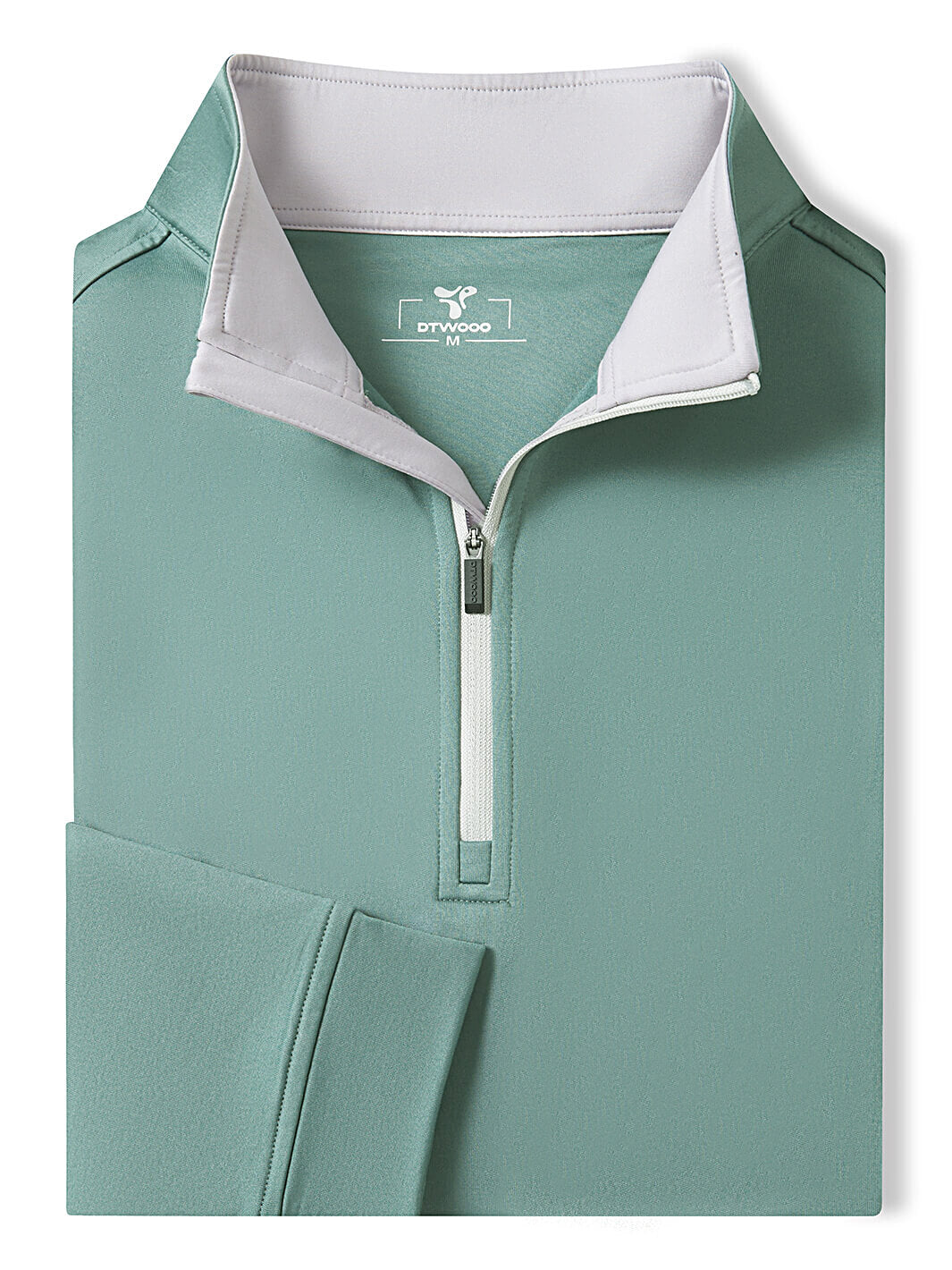 Solid Performance Fleece Golf Quarter Zip For Men-Silver Pine