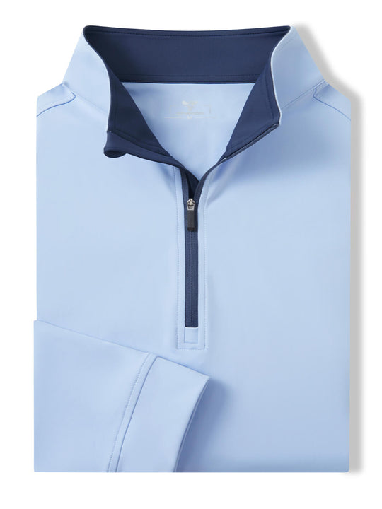 Solid Performance Golf Quarter Zip For Men-Misty Blue