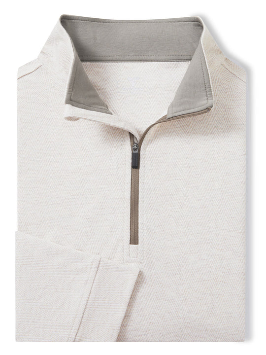 Herringbone Performance Golf Quarter Zip For Men-Desert
