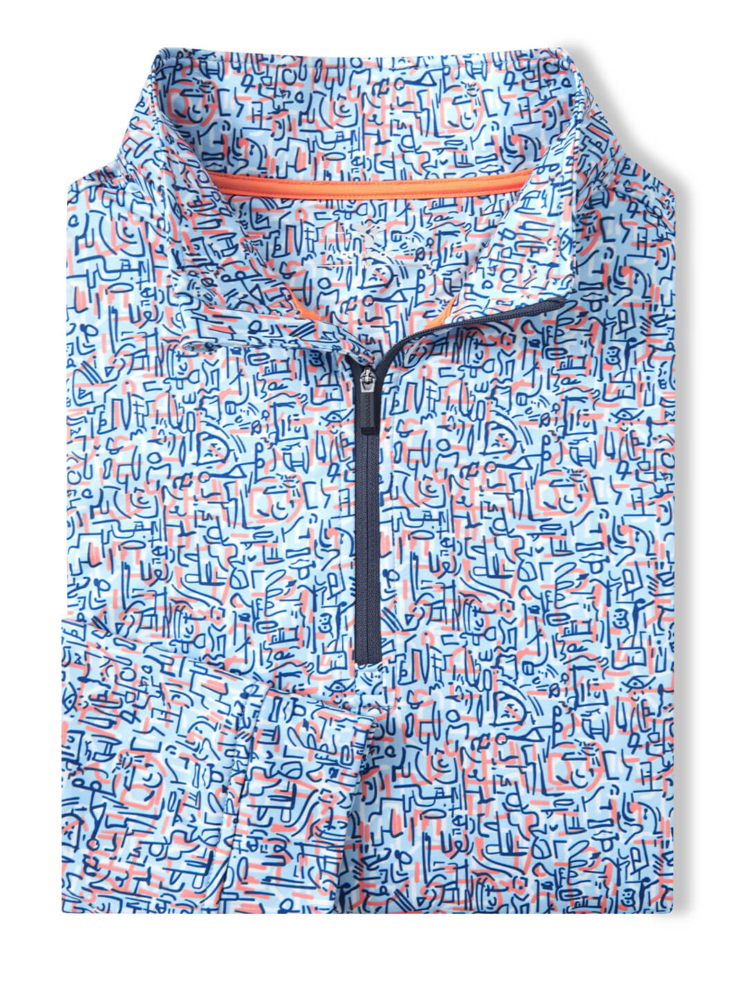 Print Performance Golf Quarter Zip For Men-Bluejay Doodles