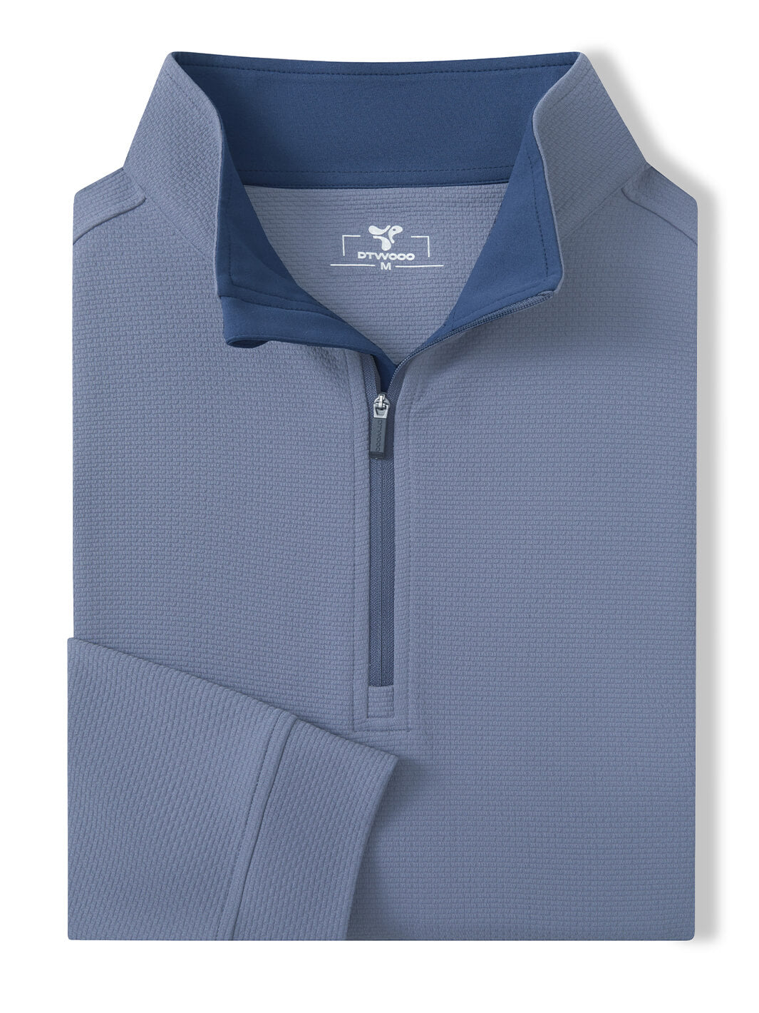 Jacquard Performance Golf Quarter Zip For Men-Blue Grey