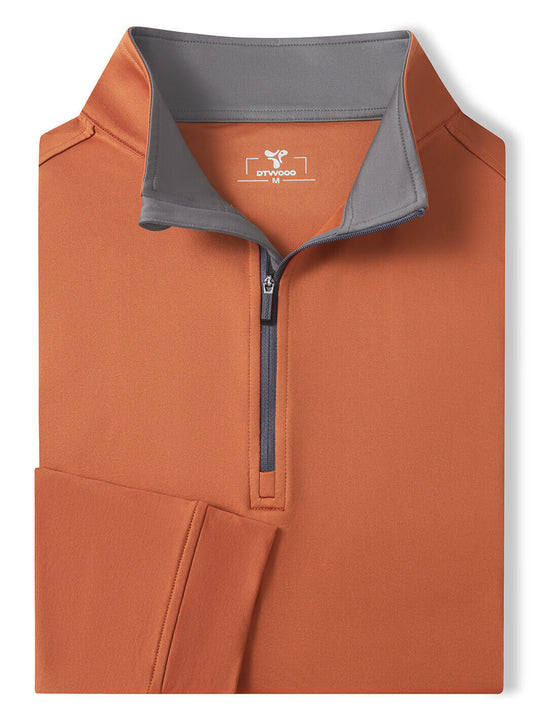 Solid Performance Fleece Golf Quarter Zip For Men-Potter's Clay