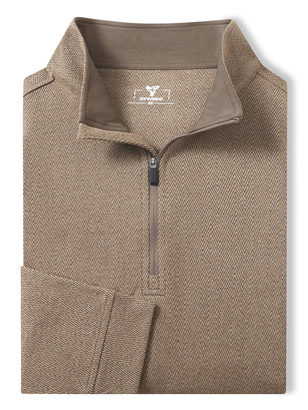 Herringbone Performance Golf Quarter Zip For Men-Caramel