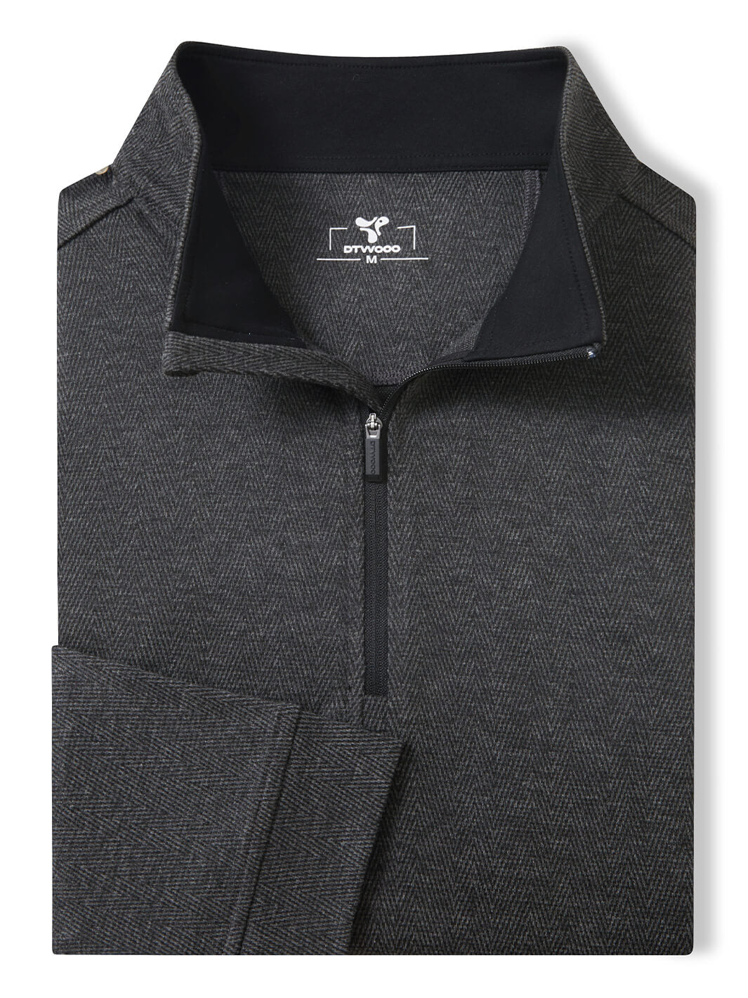 Herringbone Performance Golf Quarter Zip For Men-Black