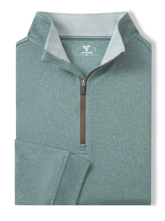 Heather Performance Golf Quarter Zip For Men-Dark Green