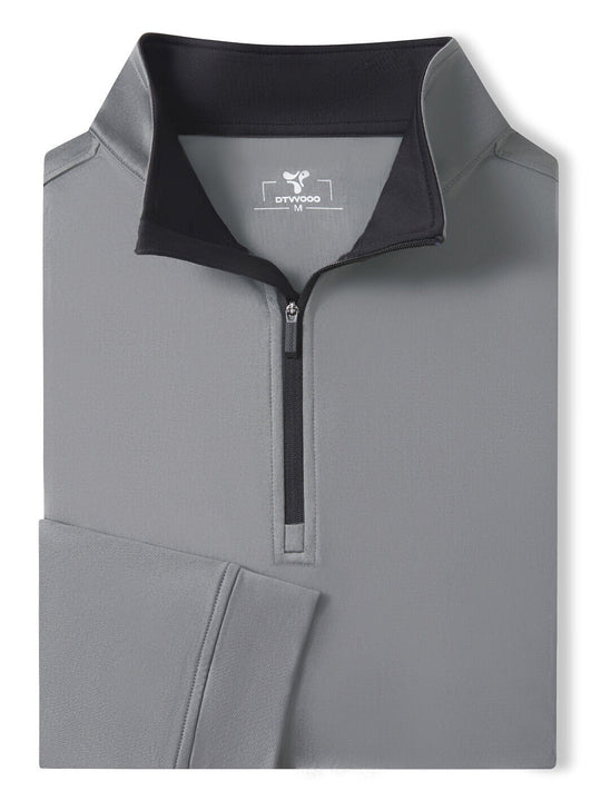 Solid Performance Fleece Golf Quarter Zip For Men-Eiffel Tower