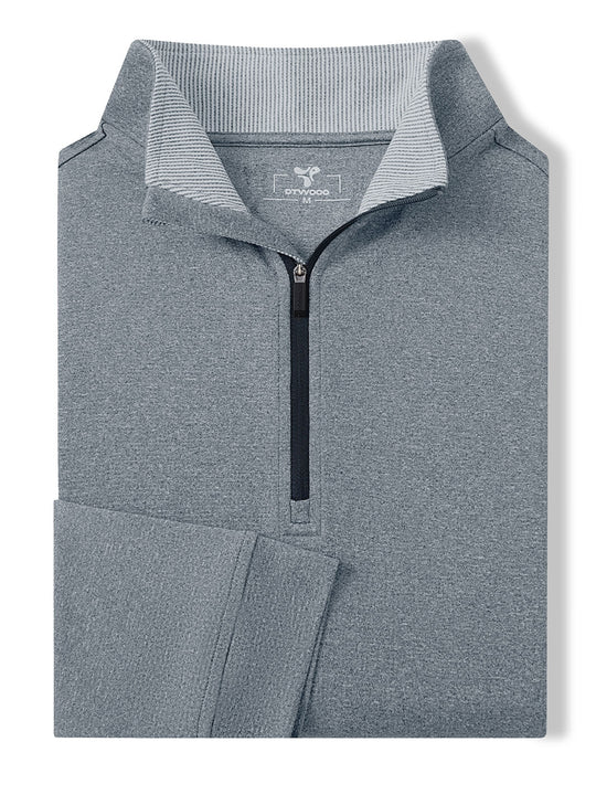 Heather Performance Golf Quarter Zip For Men-Black