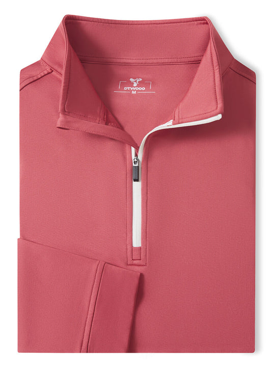Solid Performance Fleece Golf Quarter Zip For Men-Baked Apple