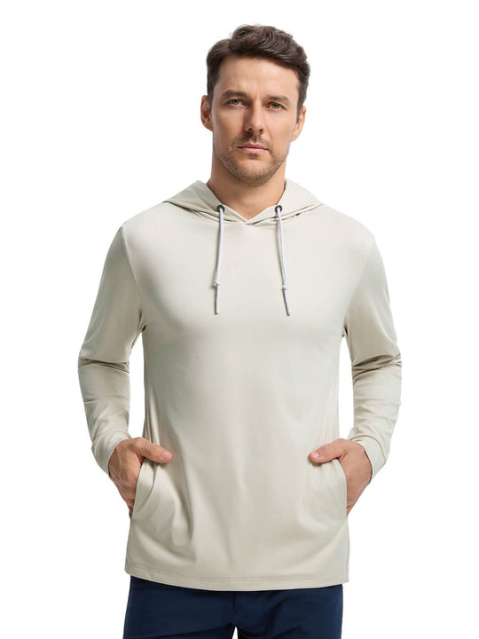 Solid Performance Golf Hoodie For Men-Sandshell