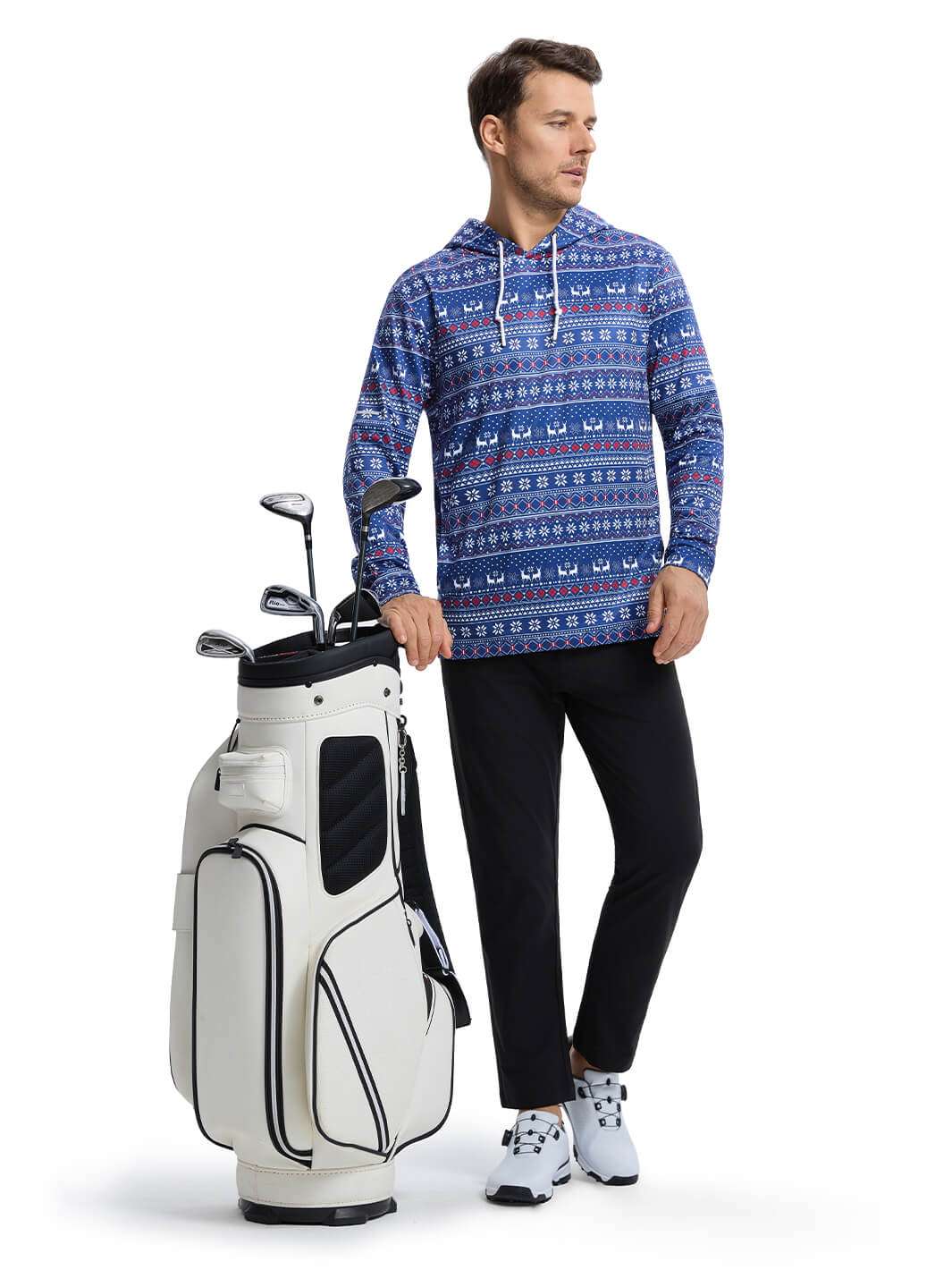 Print Performance Fleece Golf Hoodie For Men-Christmas