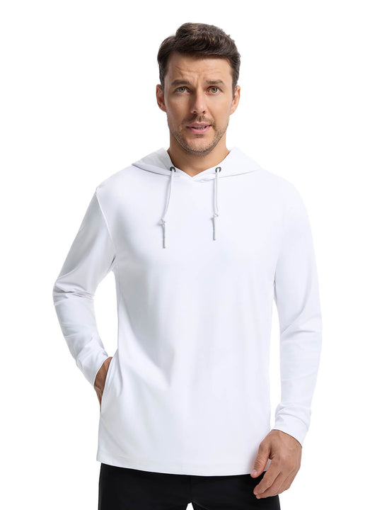 Solid Performance Golf Hoodie For Men-Pure White