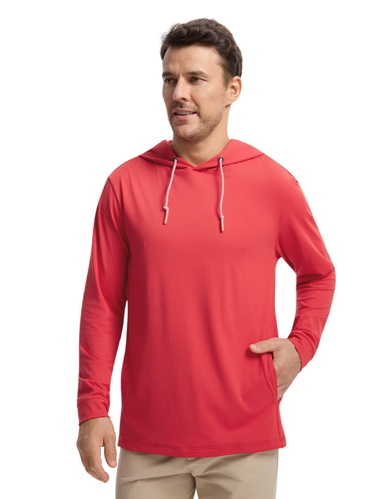 Solid Performance Golf Hoodie For Men-Oxford Red