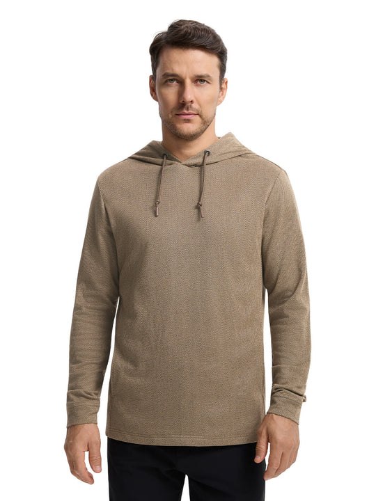 Herringbone Performance Golf Hoodie For Men-Caramel