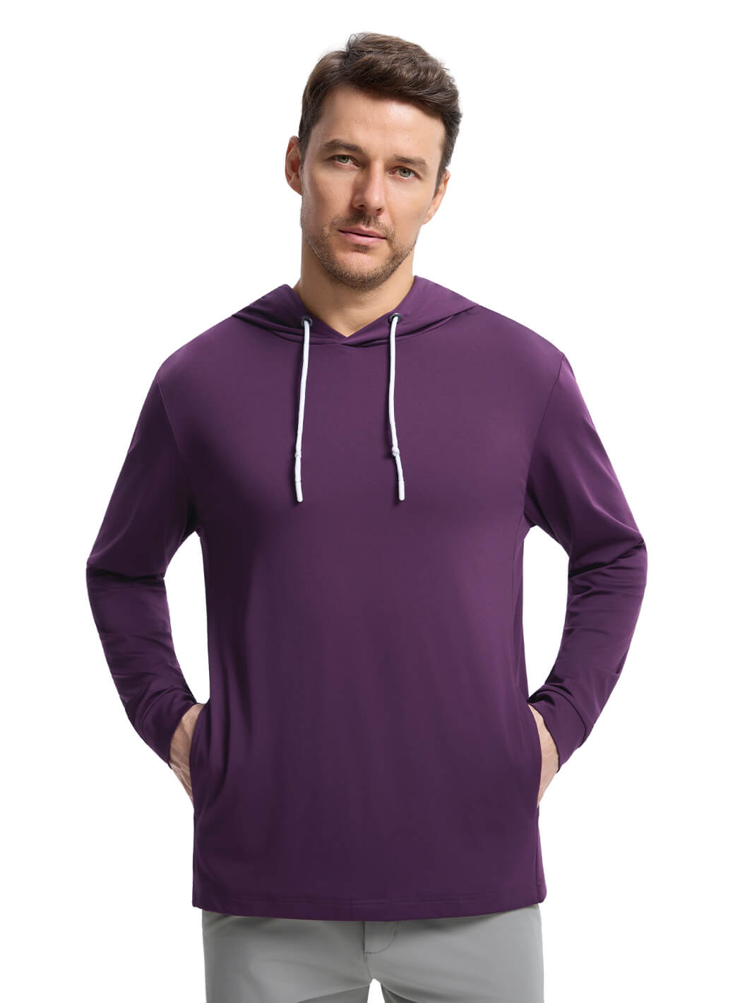 Solid Performance Golf Hoodie For Men-Ink Purple