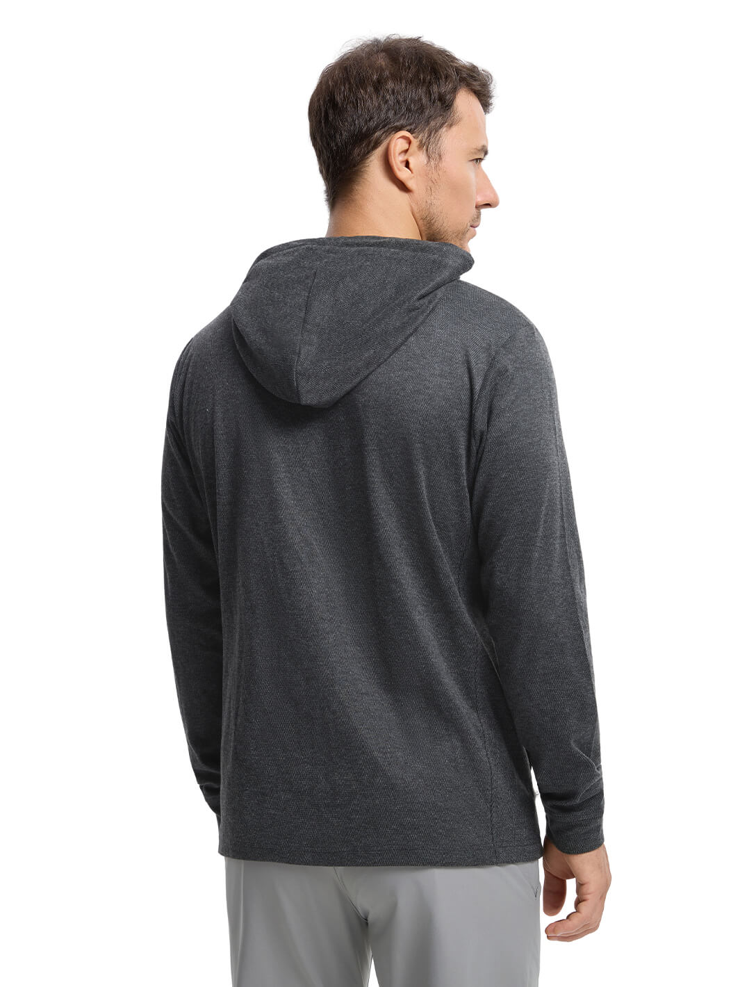 Herringbone Performance Golf Hoodie For Men-Black