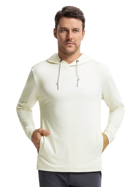 Solid Performance Golf Hoodie For Men-Cream
