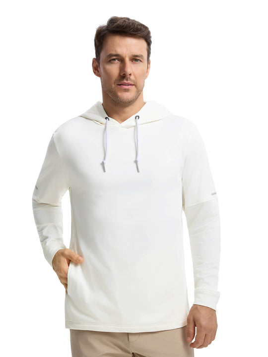 Solid Performance Fleece Golf Hoodie For Men-Cloud Dancer
