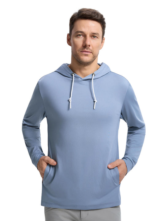 Solid Performance Golf Hoodie For Men-Steel Blue