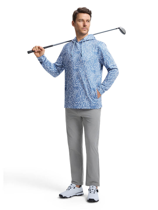 Print Performance Fleece Golf Hoodie For Men-Ripple