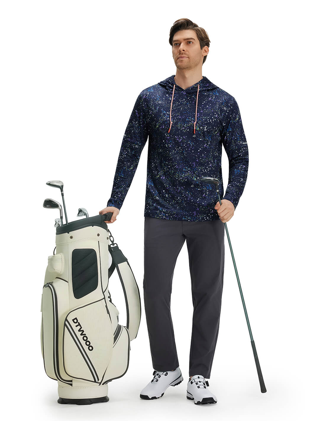 Print Performance Fleece Golf Hoodie For Men-Splatter