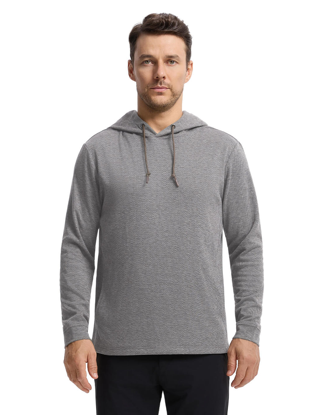 Herringbone Performance Golf Hoodie For Men-Mocha