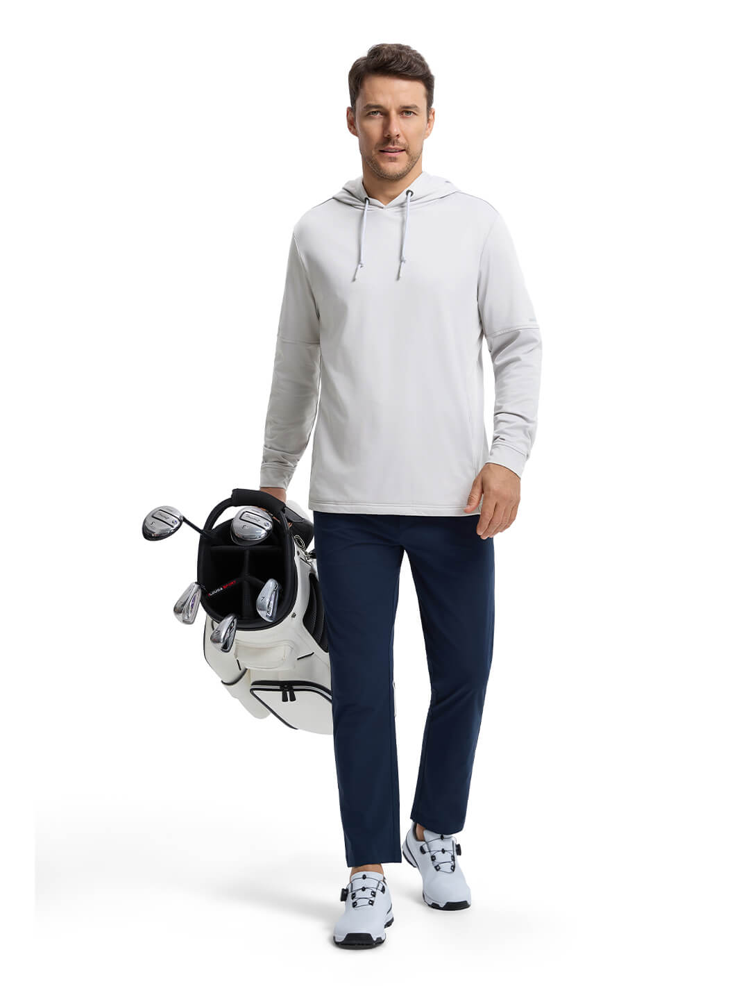 Solid Performance Fleece Golf Hoodie For Men-Vapor Blue