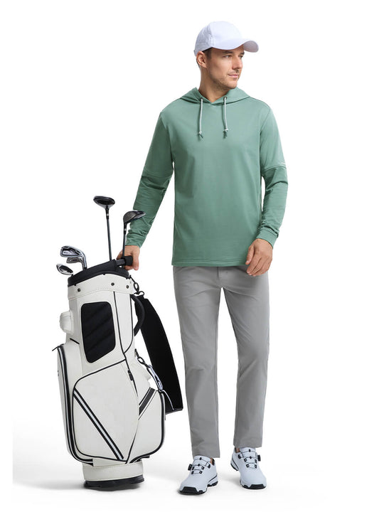 Solid Performance Fleece Golf Hoodie For Men-Silver Pine